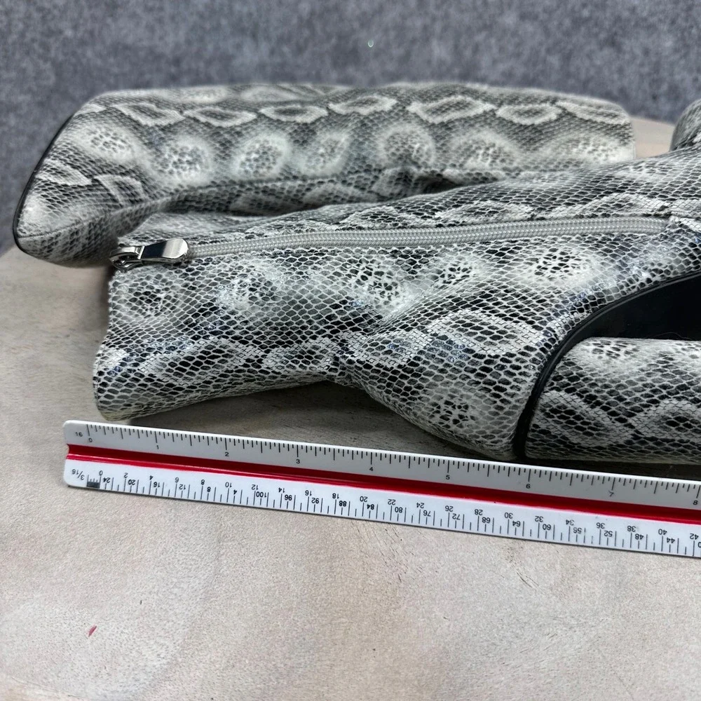 Fashion Nova Womens 5.5M Grey Snakeskin Pointed Toe Heeled Ankle Booties